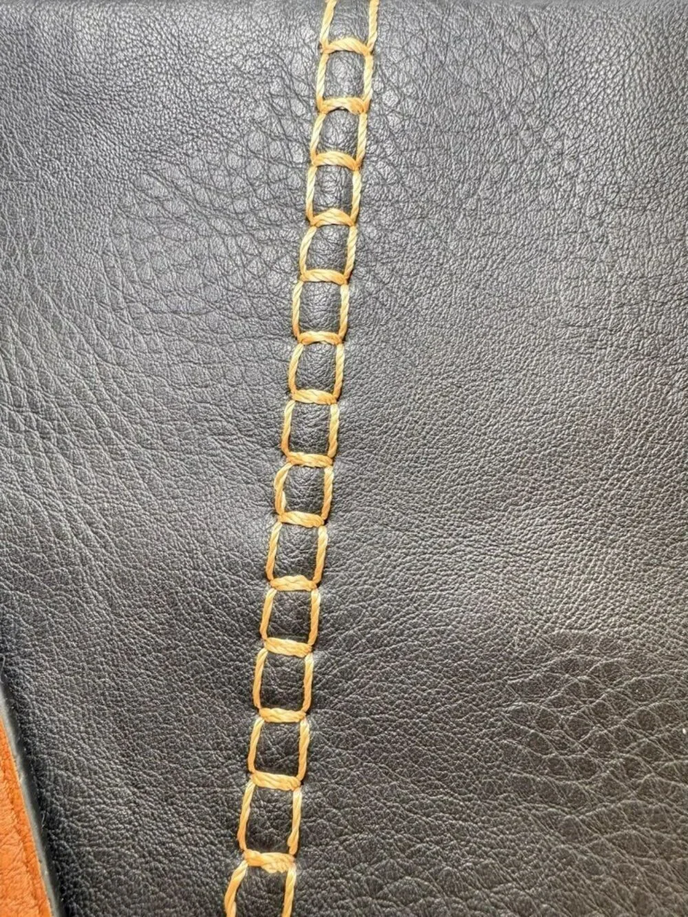 Black Faux Leather Tote Bag Brown Strap Gold Hardware Large Shoulder Bag
